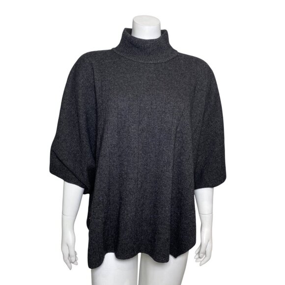 Note di Anita Merino Wool Cashmere Sweater Poncho Dolman Mock Neck One Size - Picture 1 of 5